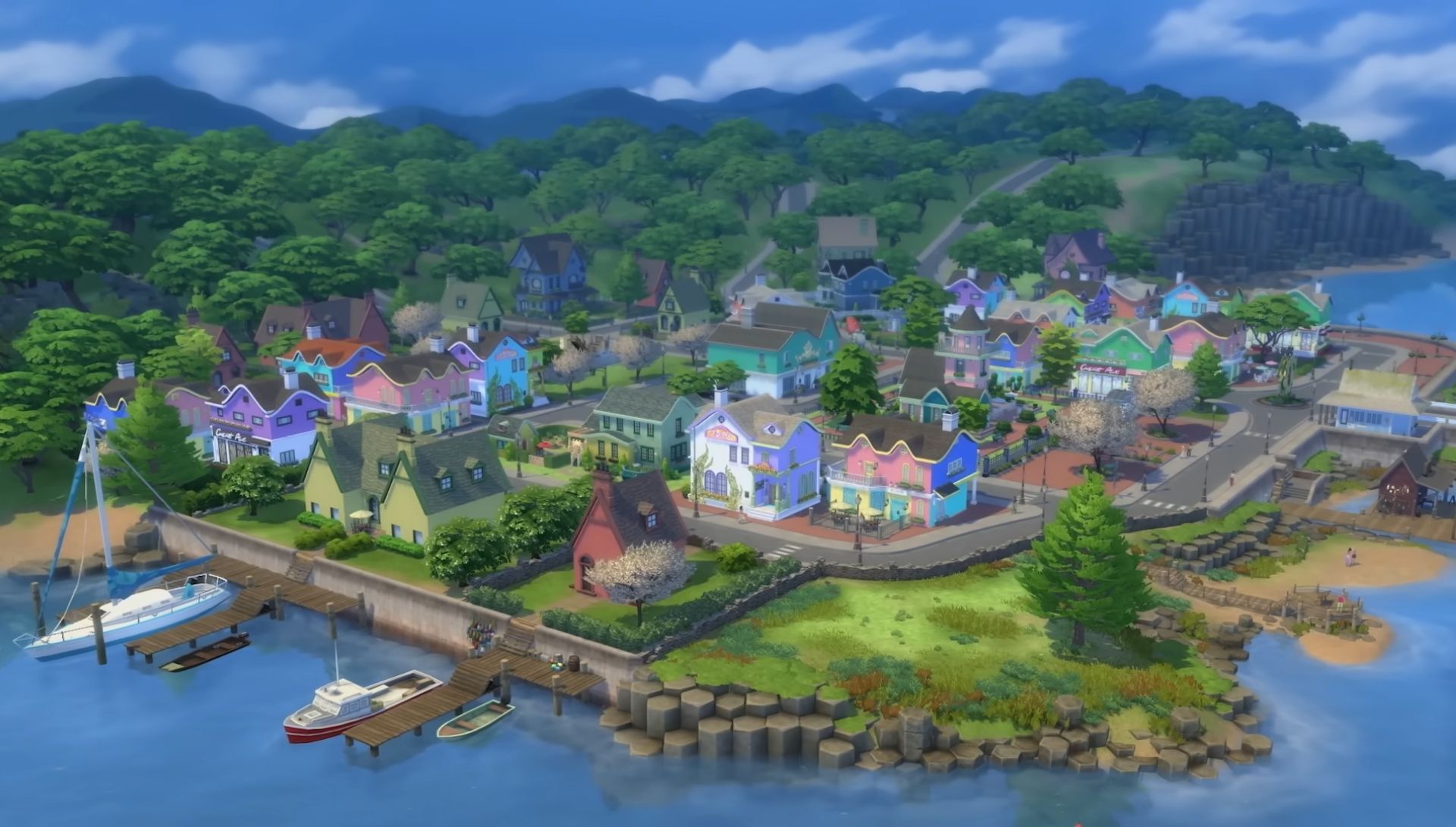 An overview of one of the neighborhoods in The Sims 4_ Enchanted By Nature Expansion