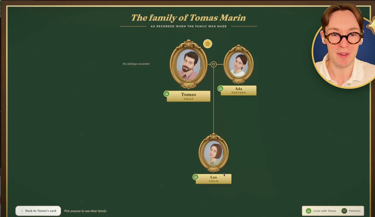 The family tree linking Tomas, Ada and Leo.