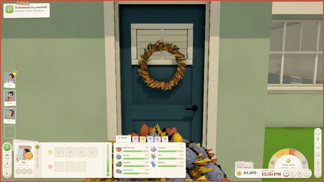 The Autumn Door Wreath hanging on a front door.