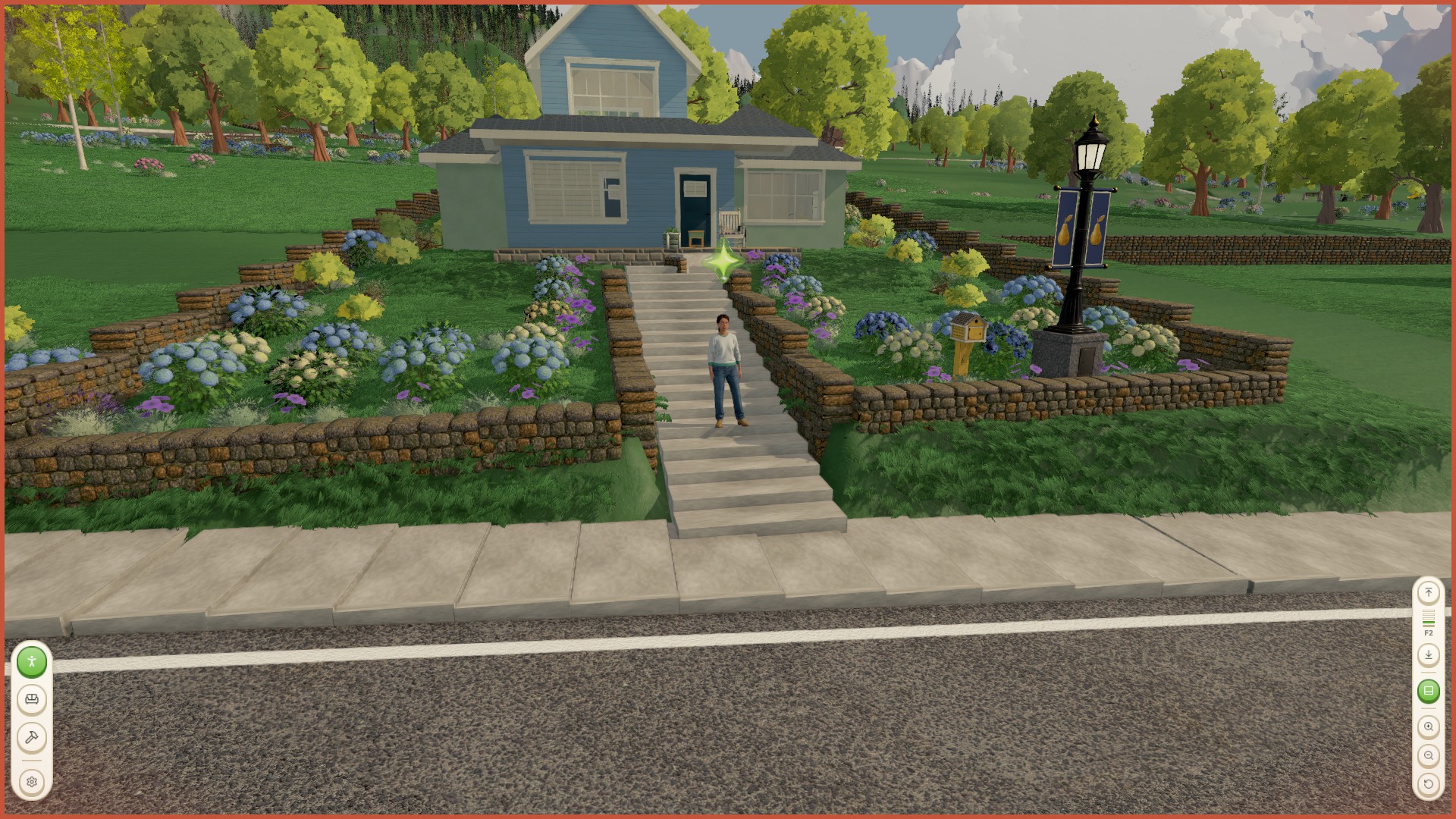 The Marin entrance in the ongoing Goodhaven work. Development capture showing the steps, planting and street frontage.
